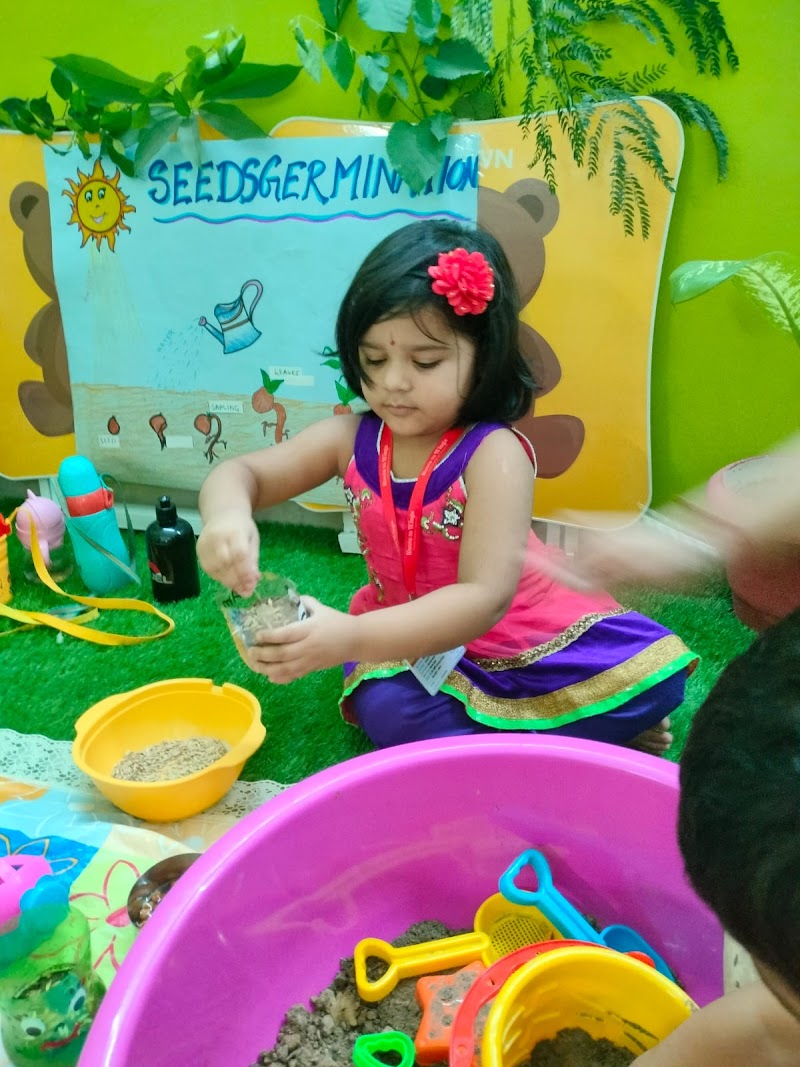 Child exploring seed germination in the sensory area