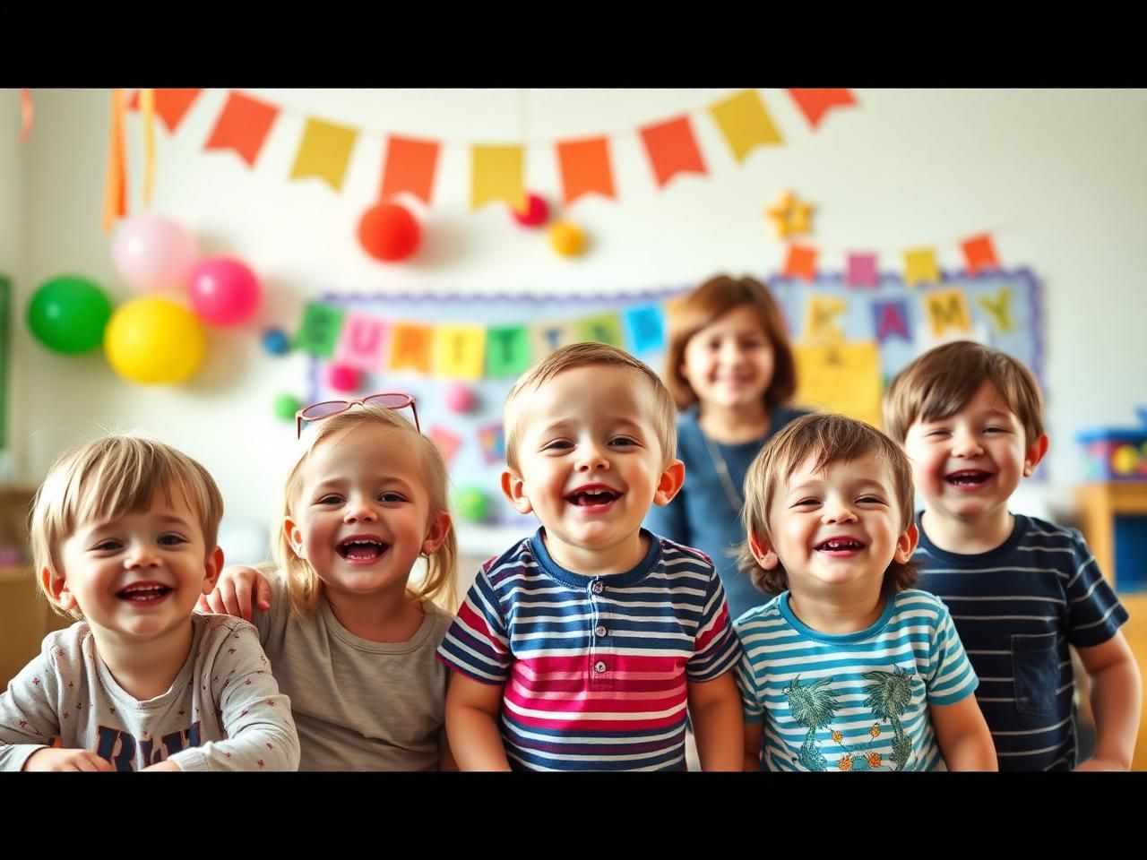 Joyful classroom celebration with decorations
